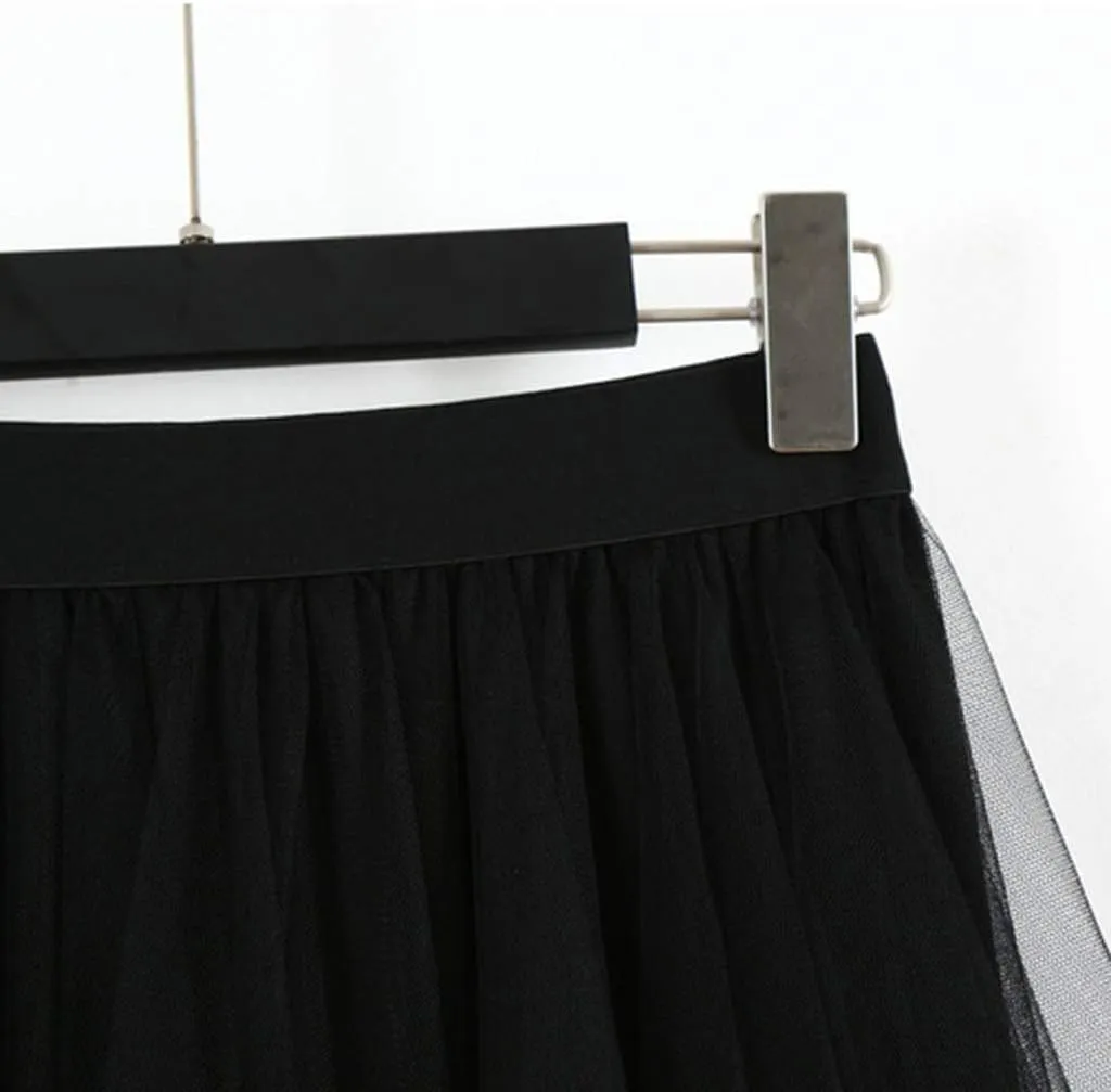 Casual Womens Comfortable High Waist Pleated Tutu Skirt Ladies Midi Skirt Womens Jean Skirt