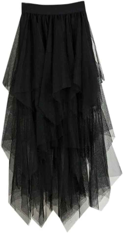 Casual Womens Comfortable High Waist Pleated Tutu Skirt Ladies Midi Skirt Womens Jean Skirt