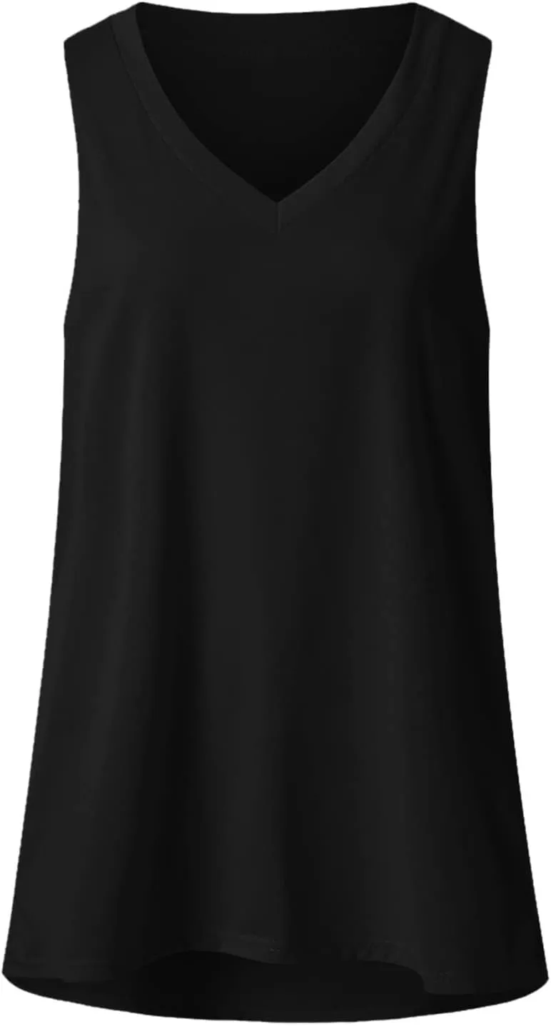 Ceboyel Womens Gradient Summer Tank Tops V Neck Casual T Shirts Sleeveless Tunic Blouses Trendy Beach Vacation Outfits 2023