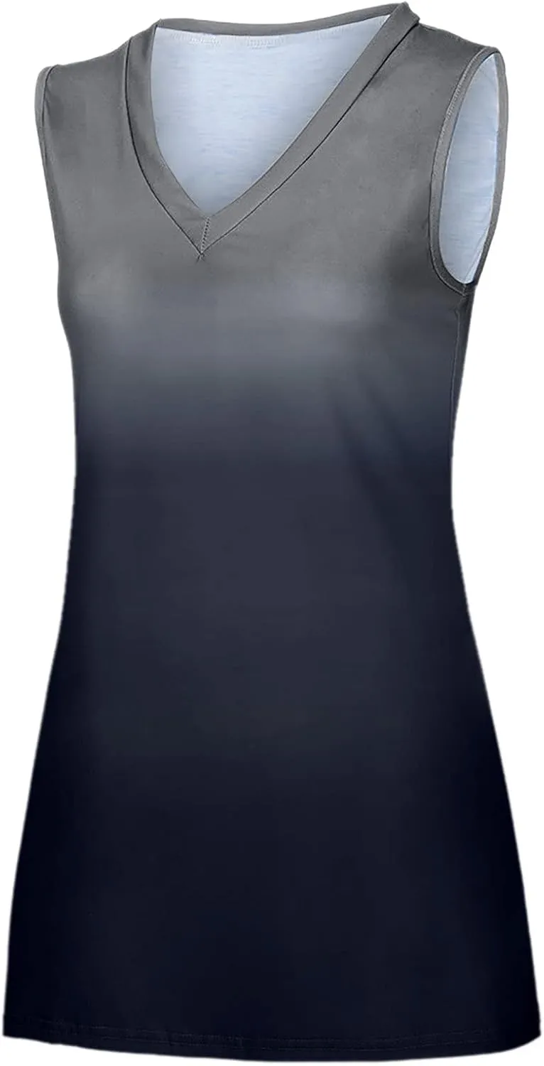 Ceboyel Womens Gradient Summer Tank Tops V Neck Casual T Shirts Sleeveless Tunic Blouses Trendy Beach Vacation Outfits 2023