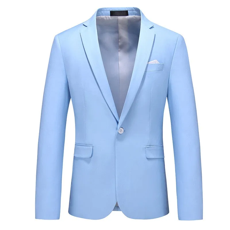 CGSUITS Men's Fashion Luxury Style Solid Color Design Premium Quality Light Blue Sky Blue Blazer Suit Jacket