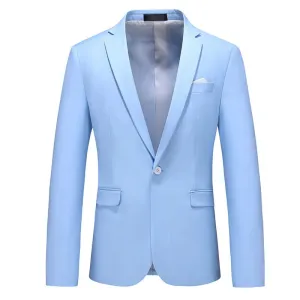 CGSUITS Men's Fashion Luxury Style Solid Color Design Premium Quality Light Blue Sky Blue Blazer Suit Jacket
