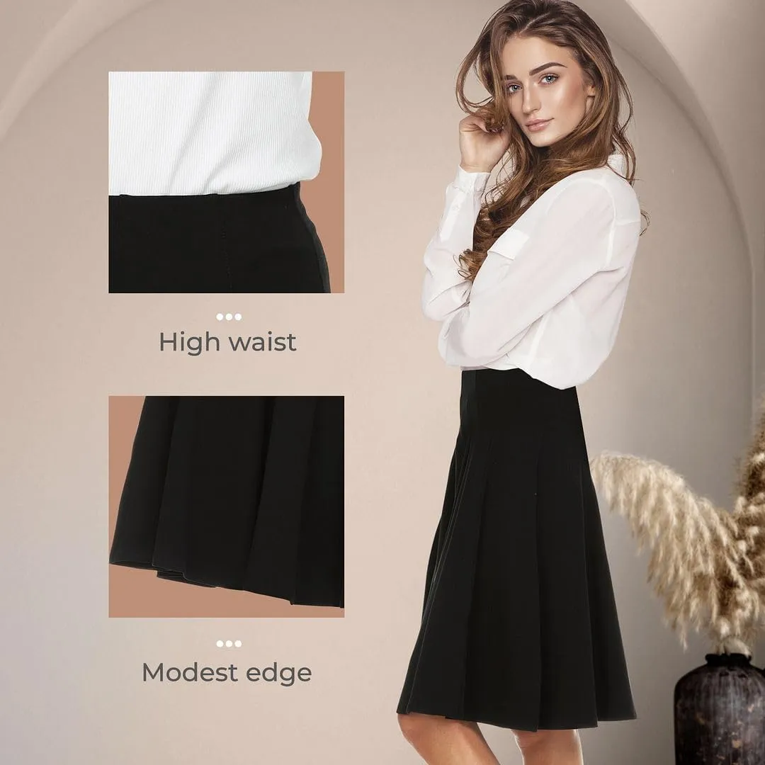 Classic Fit & Flare Cotton Pleated Skirt  Comfortable High-Waisted Knee & Midi Length for Everyday Style