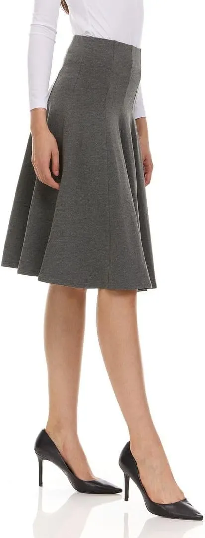 Classic Fit & Flare Cotton Pleated Skirt  Comfortable High-Waisted Knee & Midi Length for Everyday Style