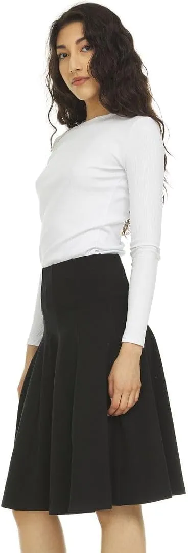 Classic Fit & Flare Cotton Pleated Skirt  Comfortable High-Waisted Knee & Midi Length for Everyday Style