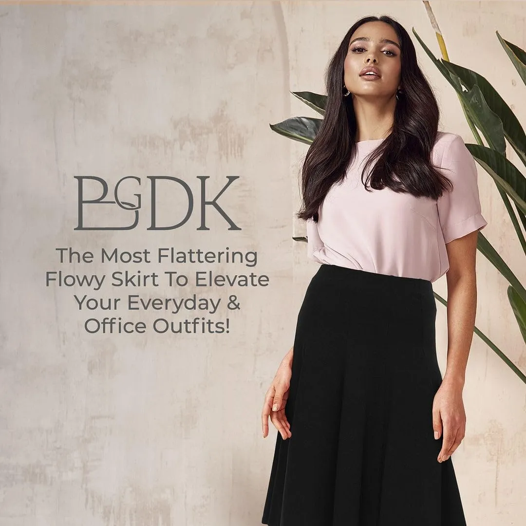 Classic Fit & Flare Cotton Pleated Skirt  Comfortable High-Waisted Knee & Midi Length for Everyday Style