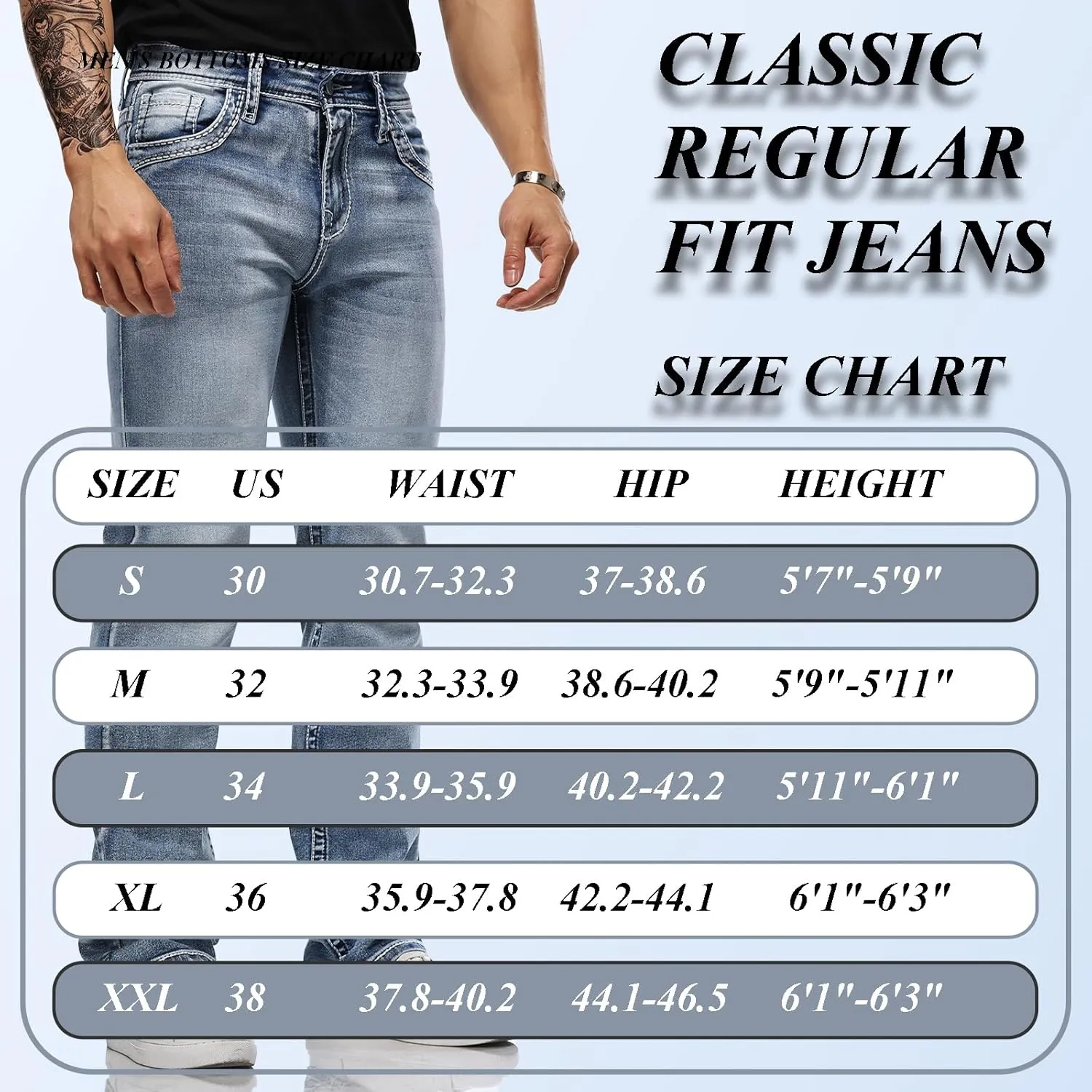 Classic Fit Jeans for Men Embroidered Design All Season Adult Denim Work Pants Everyday Casual Style Men's Pants