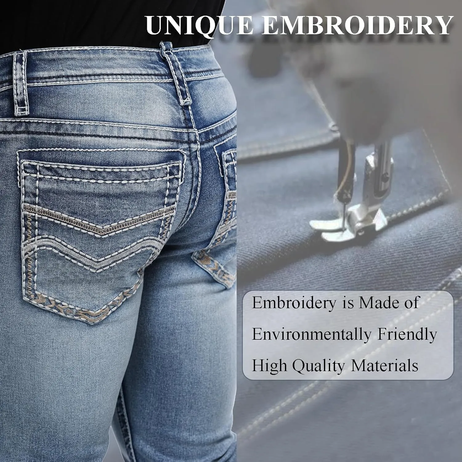 Classic Fit Jeans for Men Embroidered Design All Season Adult Denim Work Pants Everyday Casual Style Men's Pants