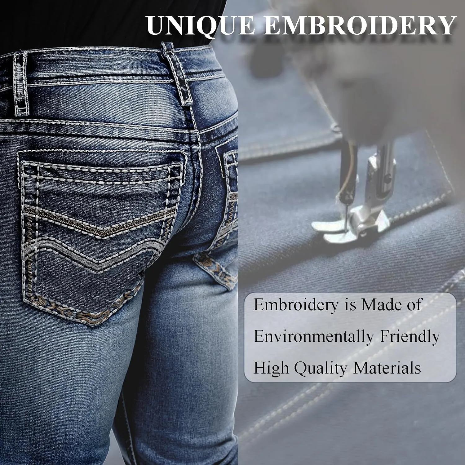 Classic Fit Jeans for Men Embroidered Design All Season Adult Denim Work Pants Everyday Casual Style Men's Pants