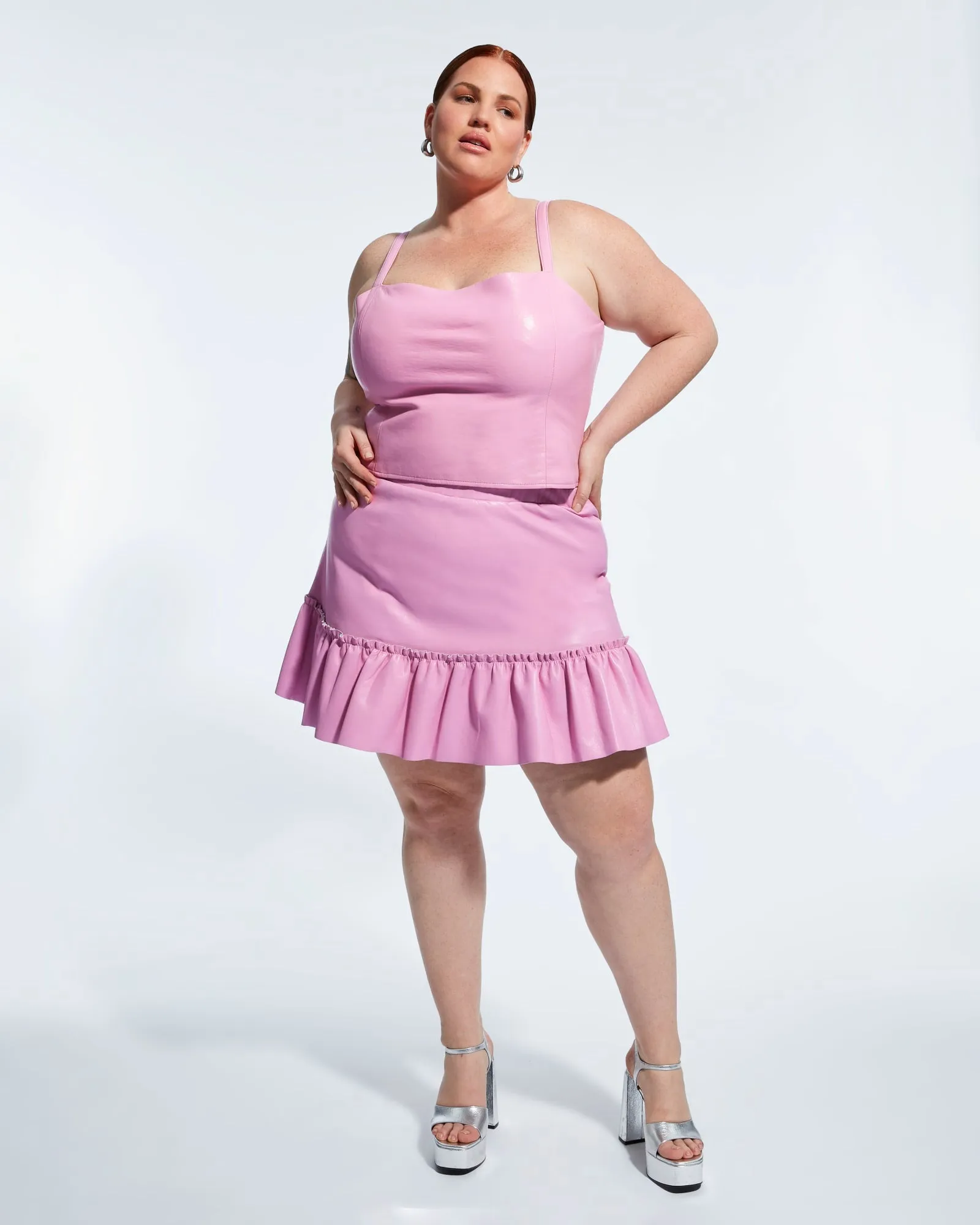 Clementine Recycled Leather Skirt | Paris Pink