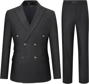 Cloudstyle Mens 2-Piece Dress Suit Blazer Slim Fit Double-Breasted Suit Jacket Sport Coat and Pants Set