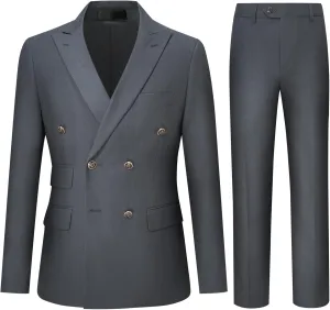 Cloudstyle Mens 2-Piece Dress Suit Blazer Slim Fit Double-Breasted Suit Jacket Sport Coat and Pants Set