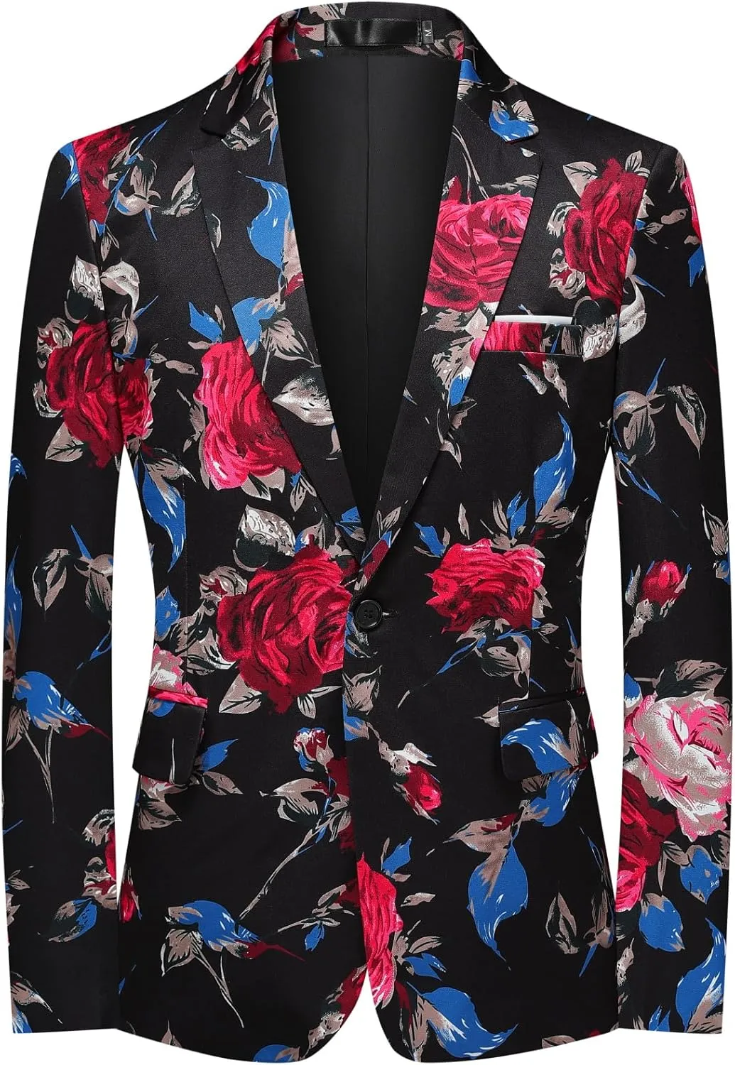 Cloudstyle Mens 2 Piece Print Suit Floral Party Dress Jacket Slim 2 Button Blazer Pants