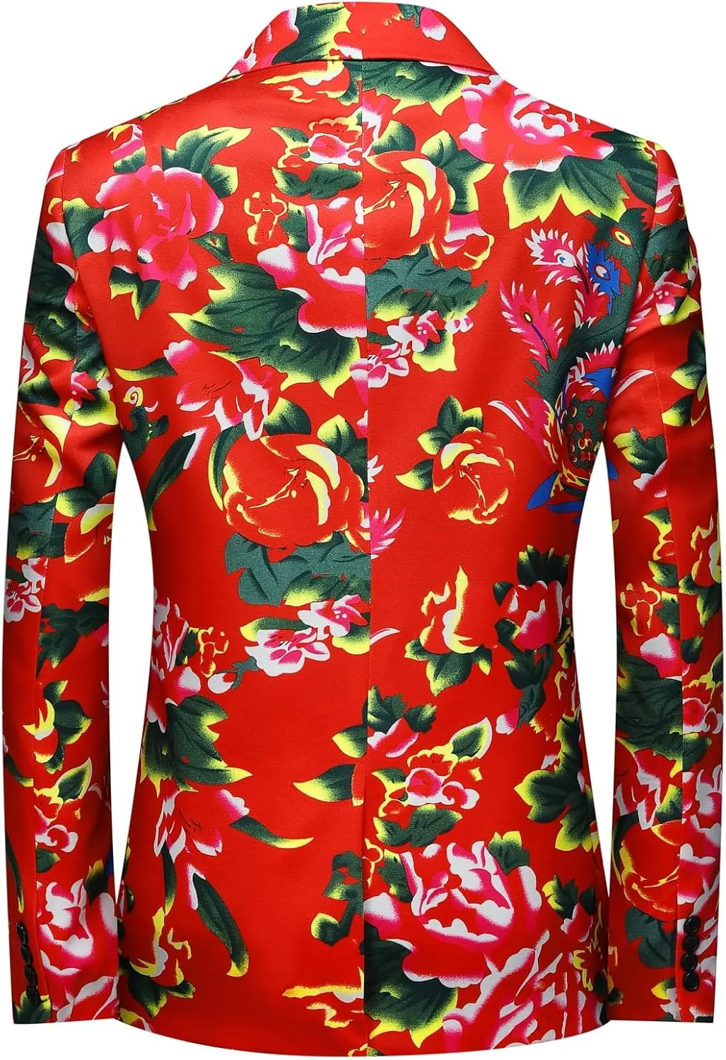 Cloudstyle Mens 2 Piece Print Suit Floral Party Dress Jacket Slim 2 Button Blazer Pants