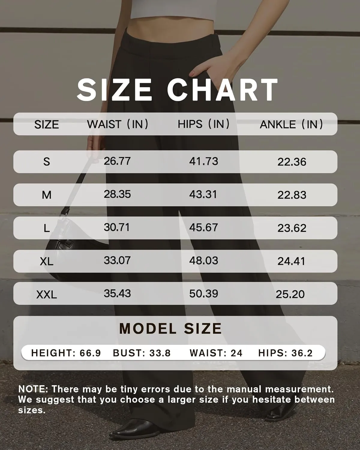 CLOZOZ Womens High Waisted Dressy Pants Tummy Control Waffle Knit Loose Fit Straight Leg Stretch Casual Wide Leg Trouser