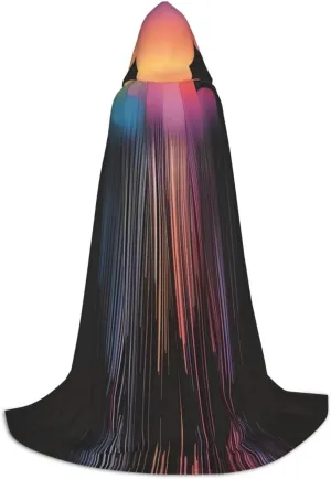 Colorful rainbow rain Teen Hooded Cloak Cape for Cosplay, Festivals and Costume Parties, Long, Comfortable