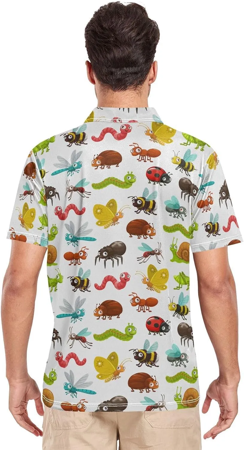 Crane Bird Cloud Men's Polo Shirts Short Sleeve Quick Dry Athletic Outdoor Sports Golf Shirts S-XXL