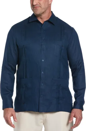 Cubavera Men's 100% Linen Four-Pocket Long Sleeve Guayabera Shirt, Pintuck Detail, Relaxed Fit (Available in Big & Tall)