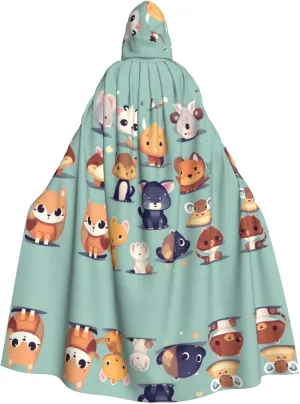Cute little animals Prints Hooded Cloak for Halloween, Role-playing, and Costume Parties - Comfortable and Durable