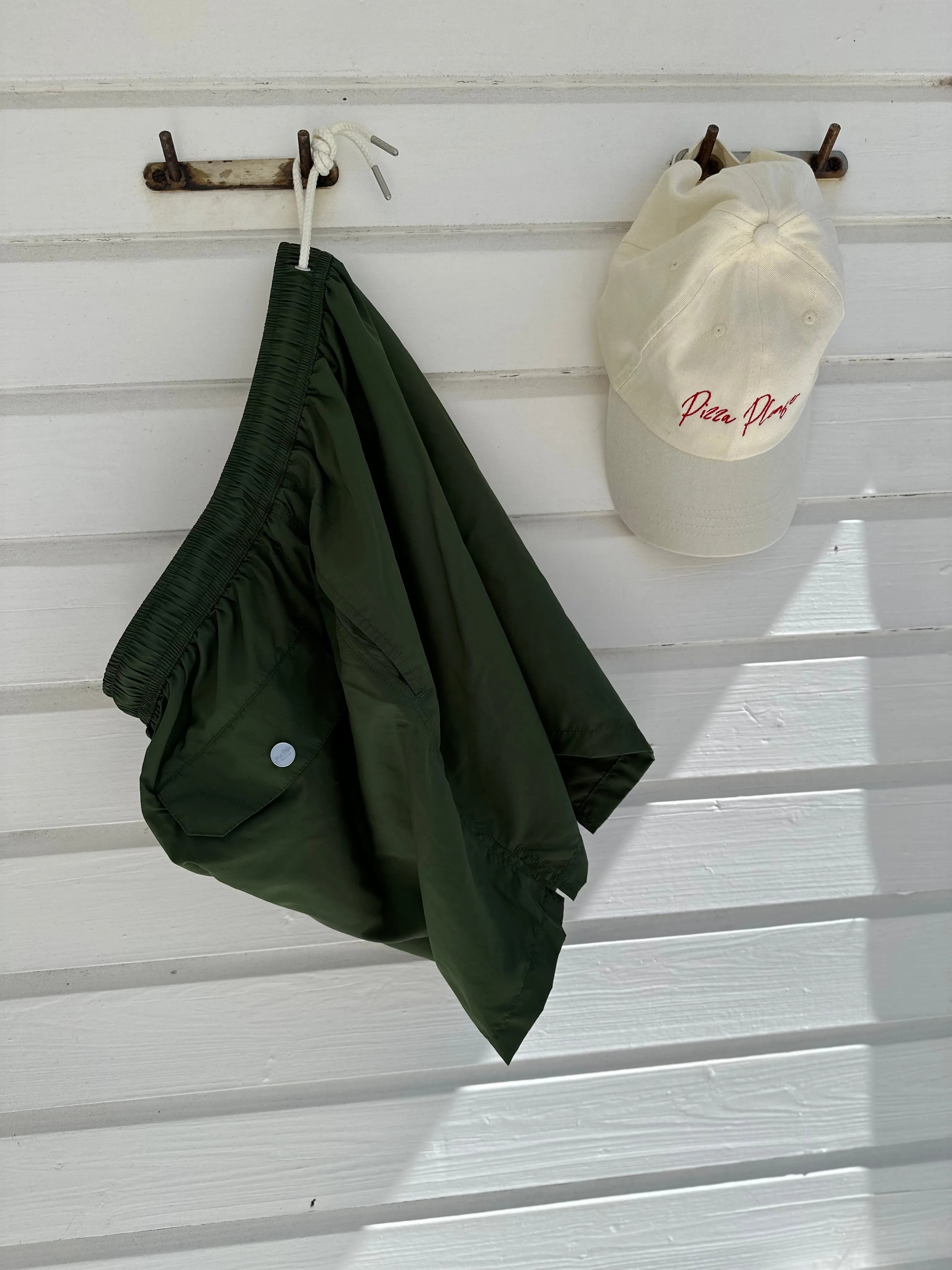 Dark Green Solid Swim Shorts