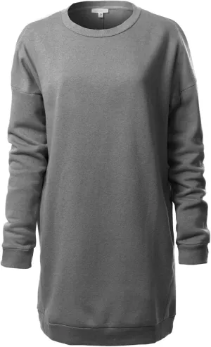 Design by Olivia Women's Casual Oversized Loose Fit Crewneck Long Sleeve Fleece Pullover Sweatshirts Tunic S~3X