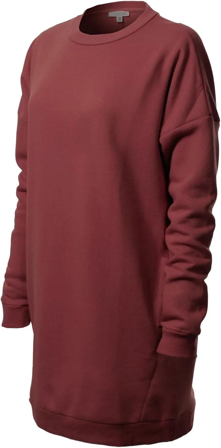 Design by Olivia Women's Casual Oversized Loose Fit Crewneck Long Sleeve Fleece Pullover Sweatshirts Tunic S~3X