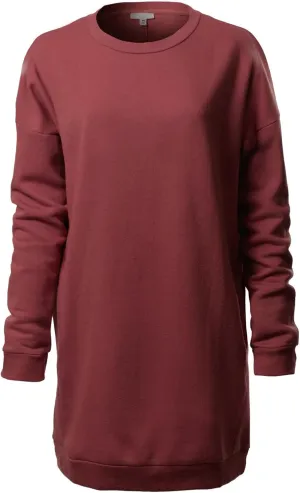 Design by Olivia Women's Casual Oversized Loose Fit Crewneck Long Sleeve Fleece Pullover Sweatshirts Tunic S~3X