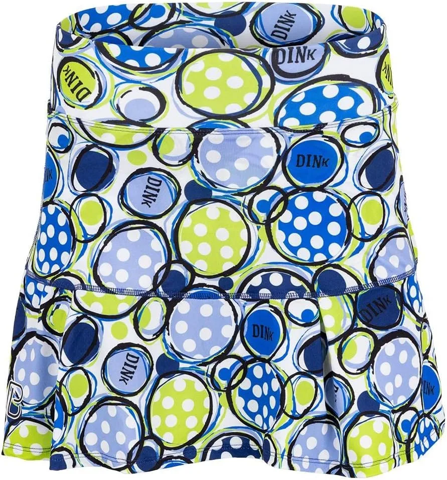 Dink 1 Drop Pleat Skort, Green and Blue Printed Sportswear, Soft and Comfortable Skort for Women (Small)