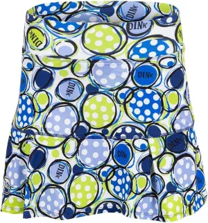 Dink 1 Drop Pleat Skort, Green and Blue Printed Sportswear, Soft and Comfortable Skort for Women (Small)