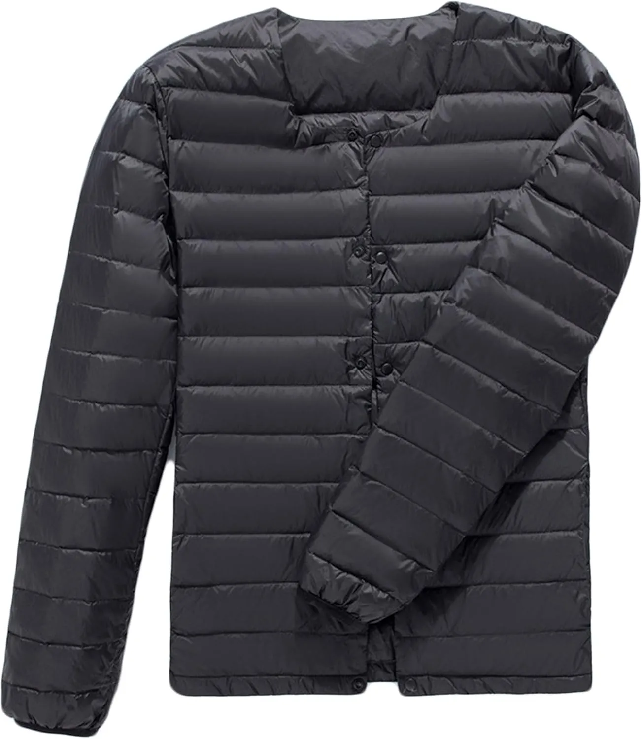 Down jacket men's collarless down round neck V-neck thin section