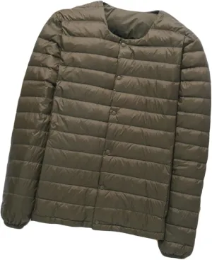 Down jacket men's collarless down round neck V-neck thin section