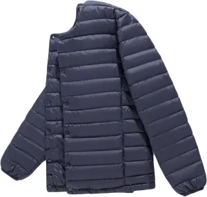 Down jacket men's collarless down round neck V-neck thin section