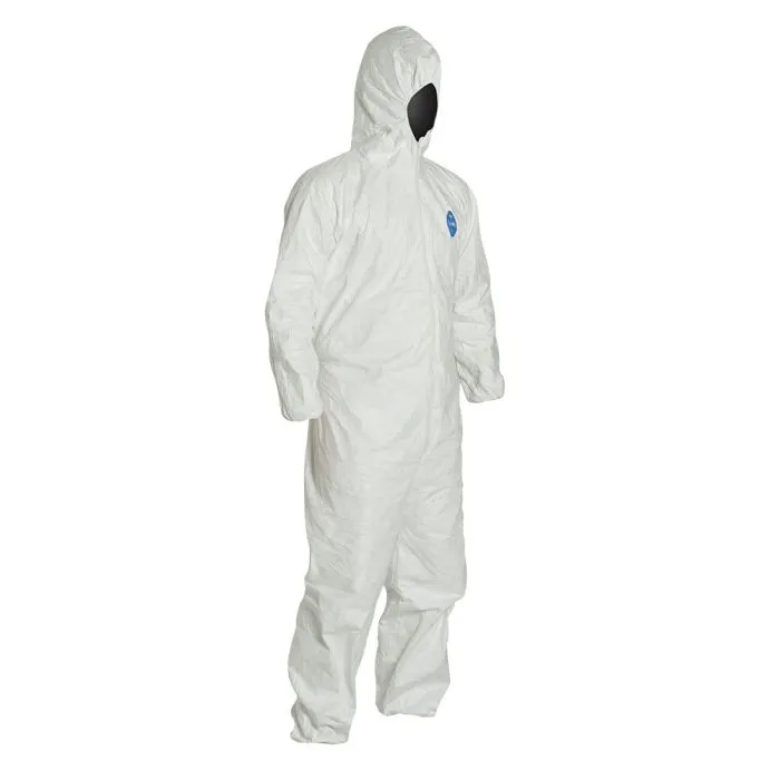 DuPont TY127SWH Tyvek 400 Coverall, Respirator Fit Hood, Elastic Wrists and Ankles, 1 Each