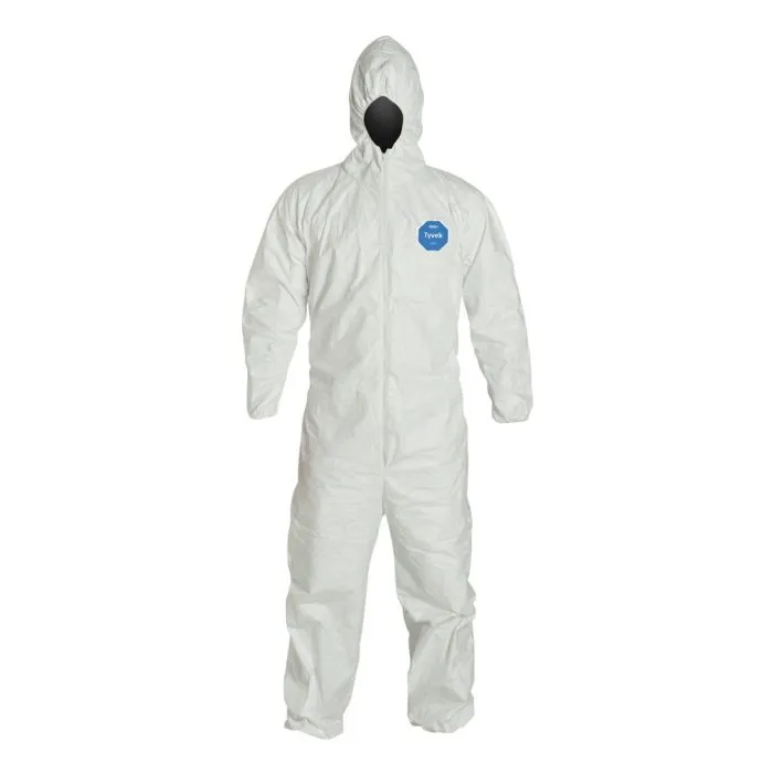 DuPont TY127SWH Tyvek 400 Coverall, Respirator Fit Hood, Elastic Wrists and Ankles, 1 Each