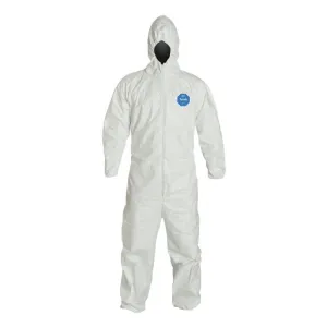 DuPont TY127SWH Tyvek 400 Coverall, Respirator Fit Hood, Elastic Wrists and Ankles, 1 Each