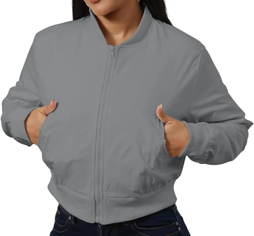 ECHOINE Women's Winter Long Sleeve Full Zipper Oversized Baggy Puffer Short Down Jacket Coat S XXL