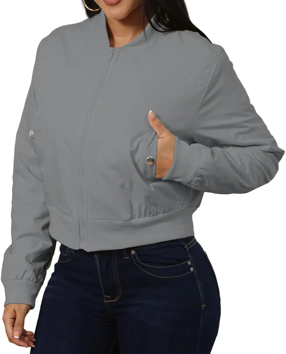 ECHOINE Women's Winter Long Sleeve Full Zipper Oversized Baggy Puffer Short Down Jacket Coat S XXL
