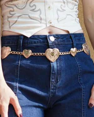 Embossed Linked Heart Chain Belt