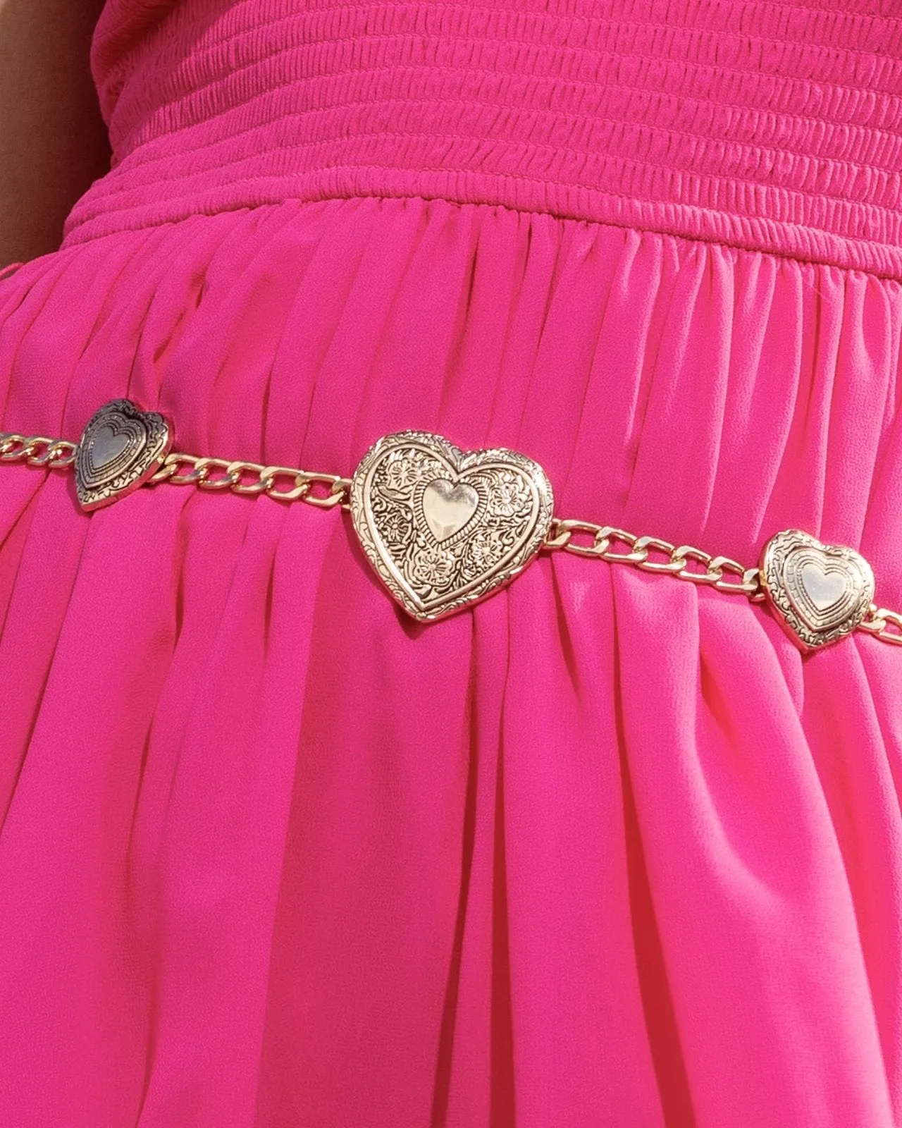 Embossed Linked Heart Chain Belt
