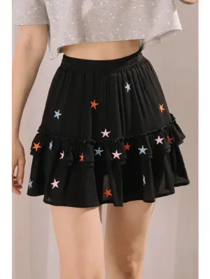 Embroidered Star Ruffle Skirt