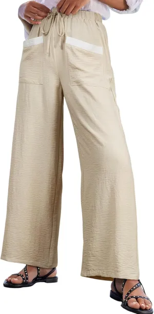 EVALESS Womens Palazzo Pants Summer Casual Flowy Wide Leg 2025 Lounge Trousers Beach Travel Vacation Outfits
