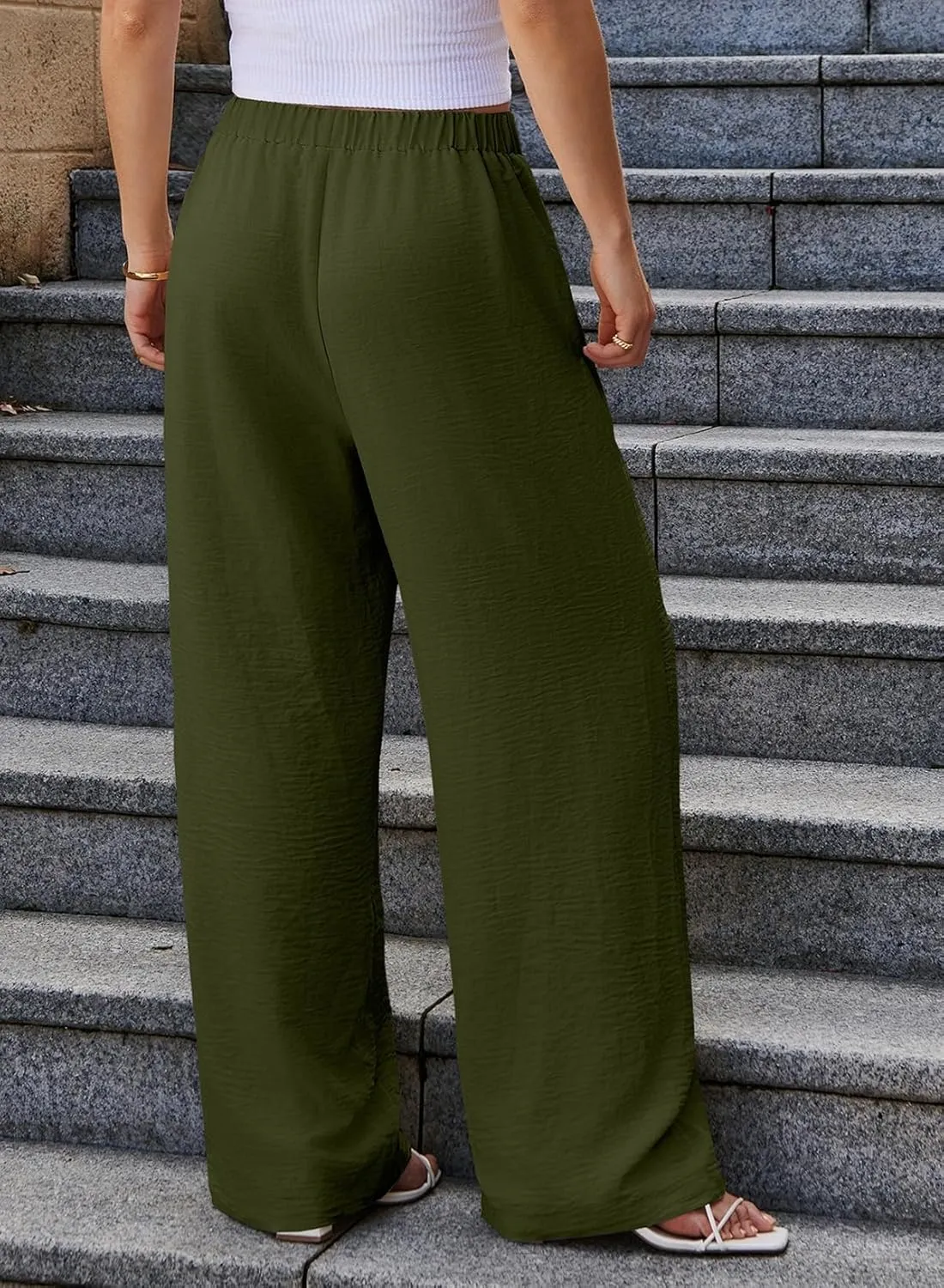 EVALESS Womens Palazzo Pants Summer Casual Flowy Wide Leg 2025 Lounge Trousers Beach Travel Vacation Outfits
