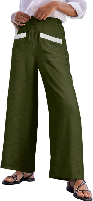 EVALESS Womens Palazzo Pants Summer Casual Flowy Wide Leg 2025 Lounge Trousers Beach Travel Vacation Outfits