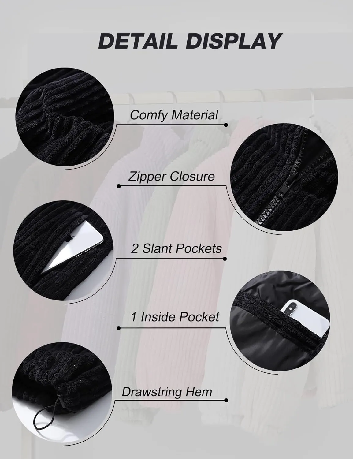 Flygo Corduroy Puffer Jacket Women Quilted Jackets Lightweight Baggy Zip Spring Fall Jackets Coats 2024