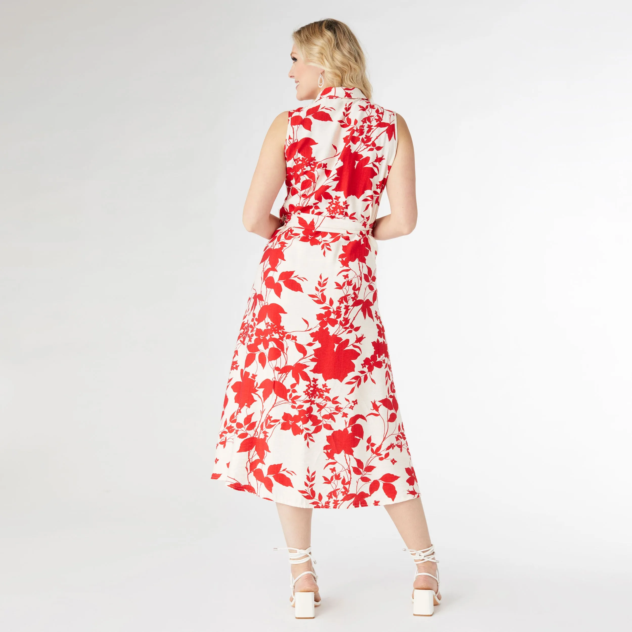Francesca Floral Print Dress - Red/Cream