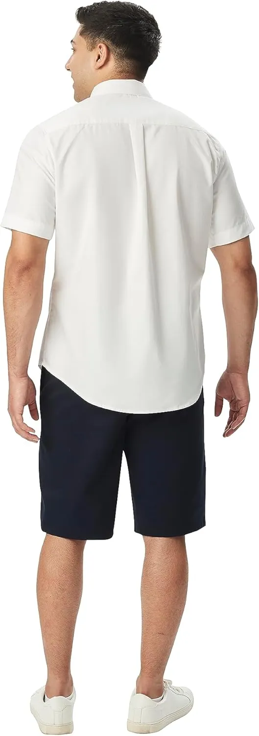 French Toast Men's Expandable Collar Short Sleeve Oxford Dress Shirt