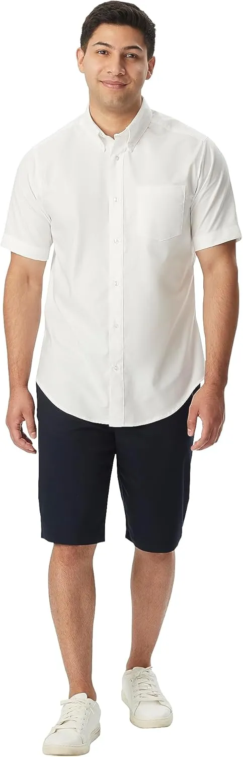 French Toast Men's Expandable Collar Short Sleeve Oxford Dress Shirt