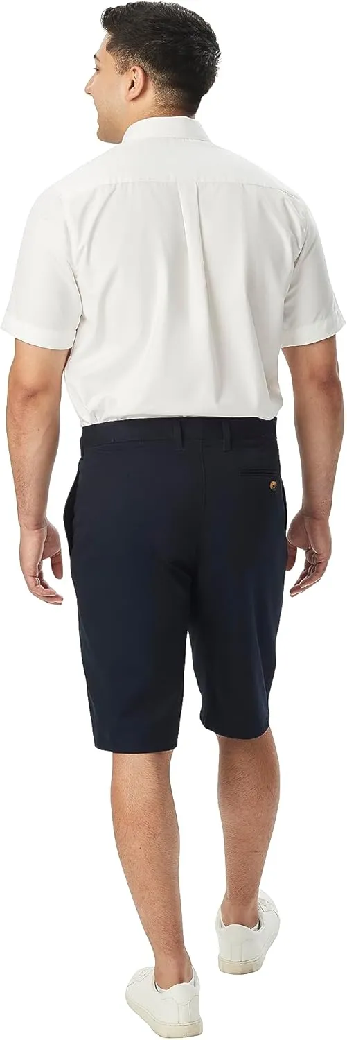 French Toast Men's Expandable Collar Short Sleeve Oxford Dress Shirt