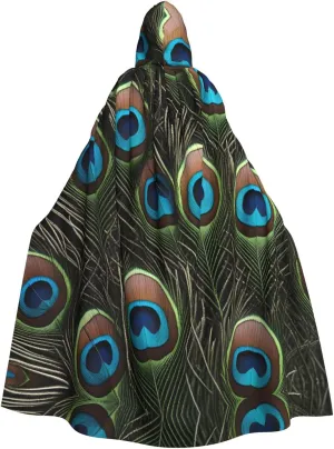 Fresh peacock Prints Hooded Cloak for Halloween, Role-playing, and Costume Parties - Comfortable and Durable