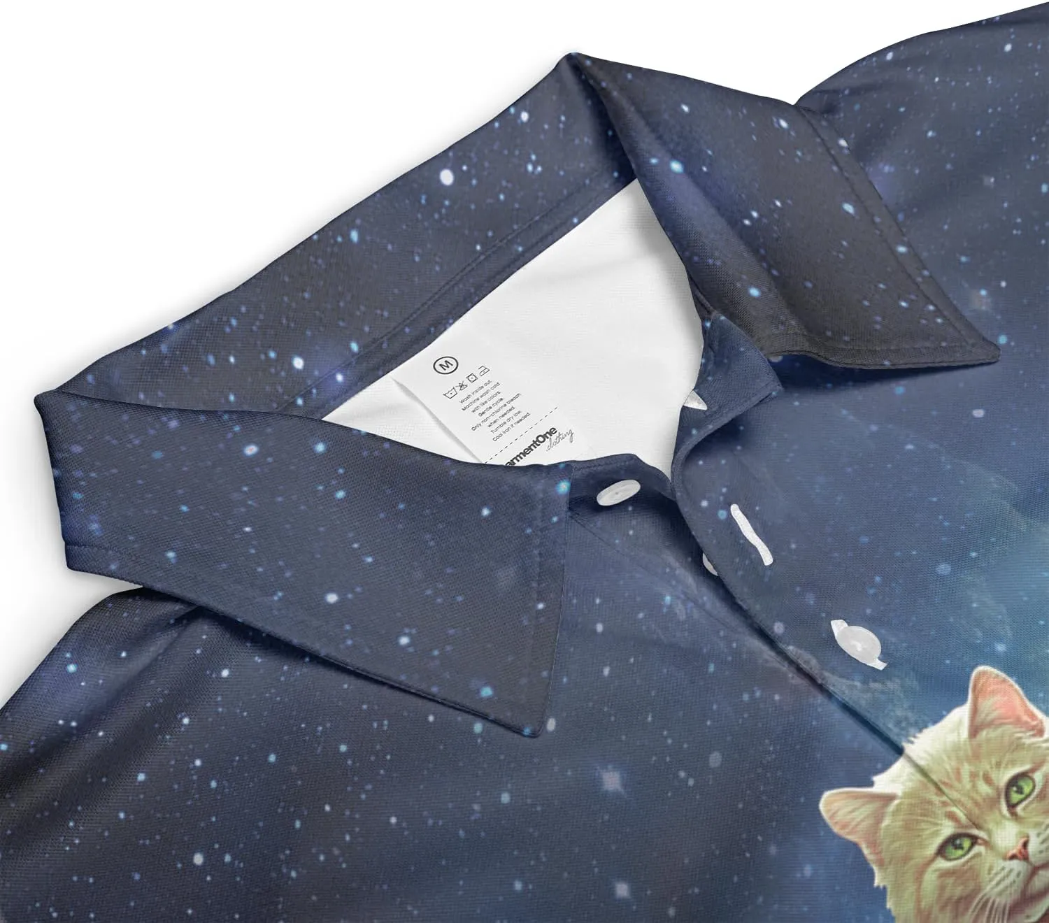 Funny Cat Polo Shirts for Men - Galaxy Cat Mens Quick Dry Short Sleeve Polo Shirts Series 27